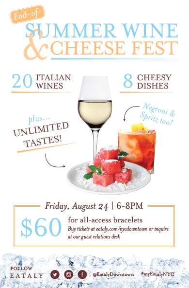 End-of-Summer Wine & Cheese Fest at Eataly Downtown 