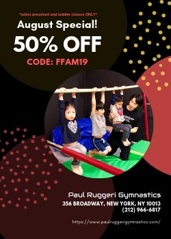 Save 50% on 2019-2020 Gymnastics Tuition for your Toddler/Pre-Schooler