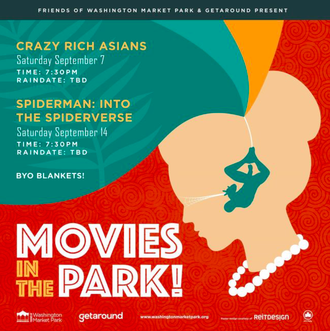 Friends of Washington Market Park Present: Movies in the Park on September 7th and September 14th