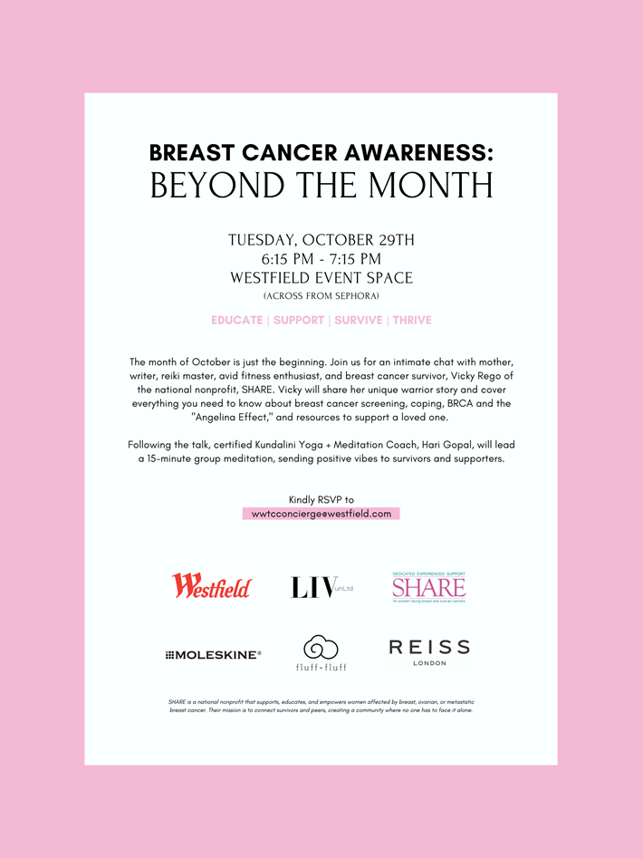 Breast Cancer Awareness: Beyond the Month Workshop at Westfield /Oculus