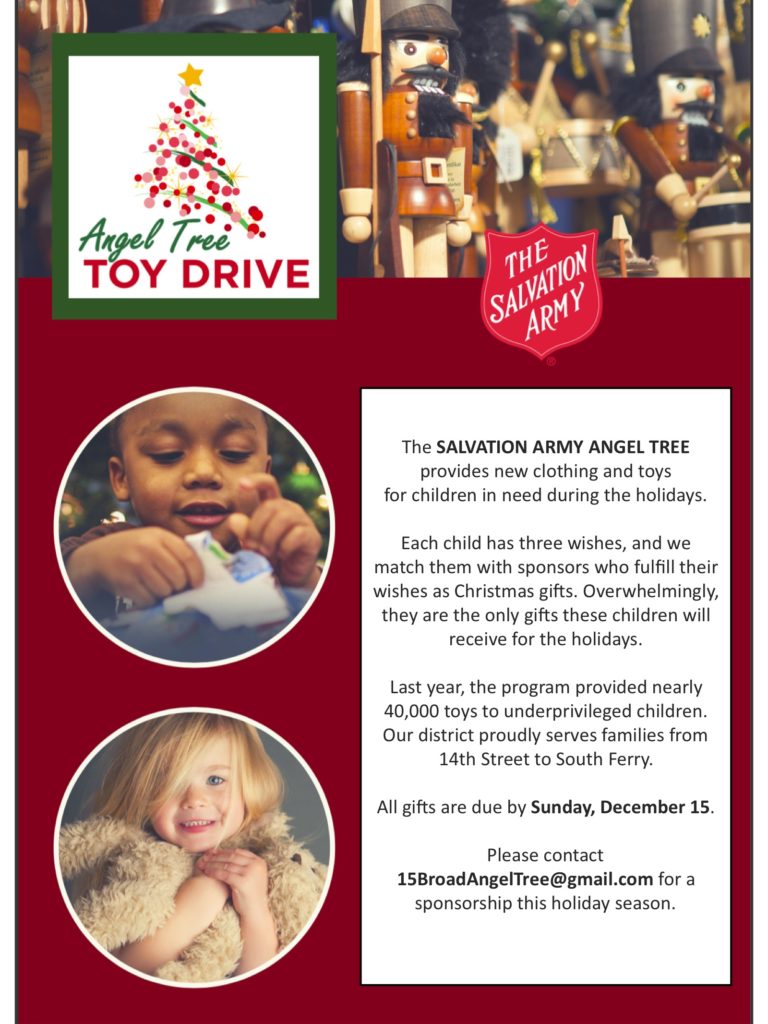 The Salvation Army Angel Tree holiday program in Lower Manhattan - Sponsor a Child or Senior this holiday season!