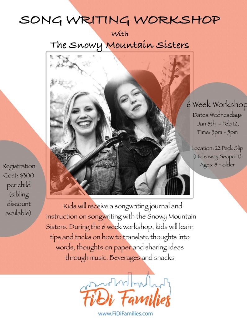 Songwriting Workshop with the Snowy Mountain Sisters in the Seaport (REGISTRATION OPEN)