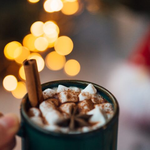 hot chocolate in a cup with marshmallows